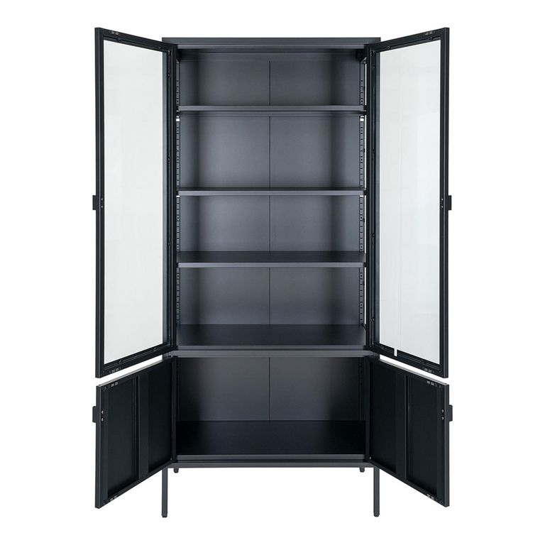 Brisbane Display Cabinet - 4 Door - Black Metal