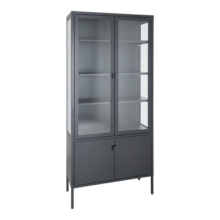 Brisbane Display Cabinet - 4 Door - Black Metal