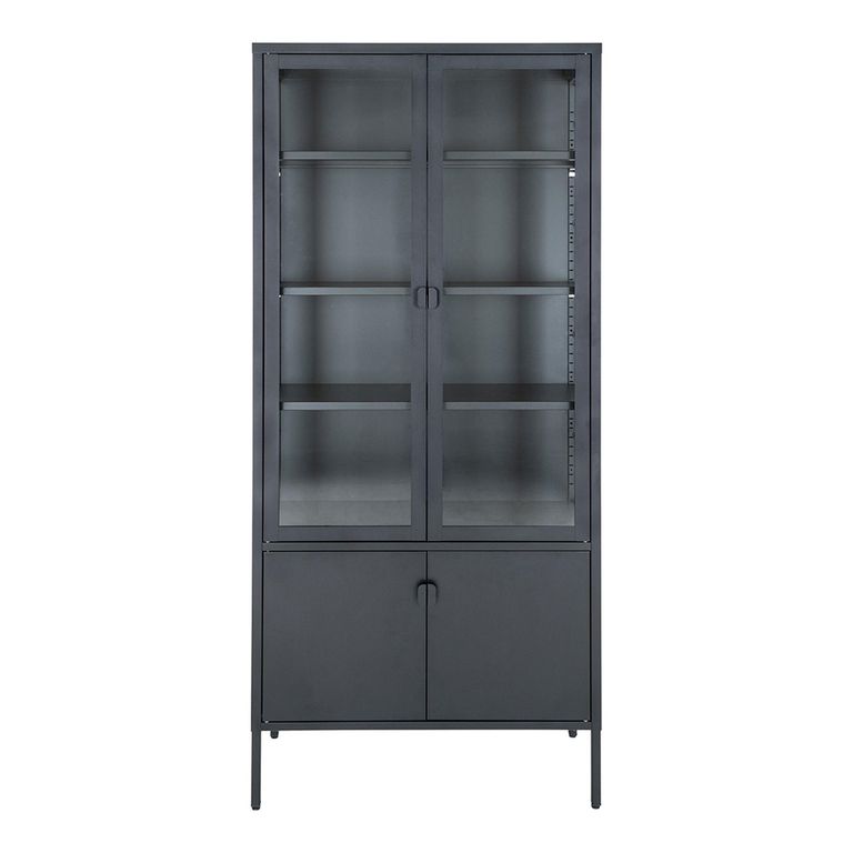 Brisbane Display Cabinet - 4 Door - Black Metal