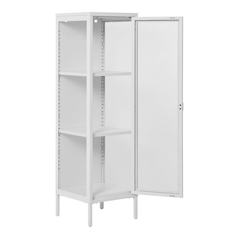 Brisbane Display Cabinet - 1 Door - Narrow - White Metal