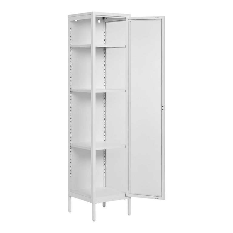 Brisbane Display Cabinet - 1 Door - Slim - White Metal