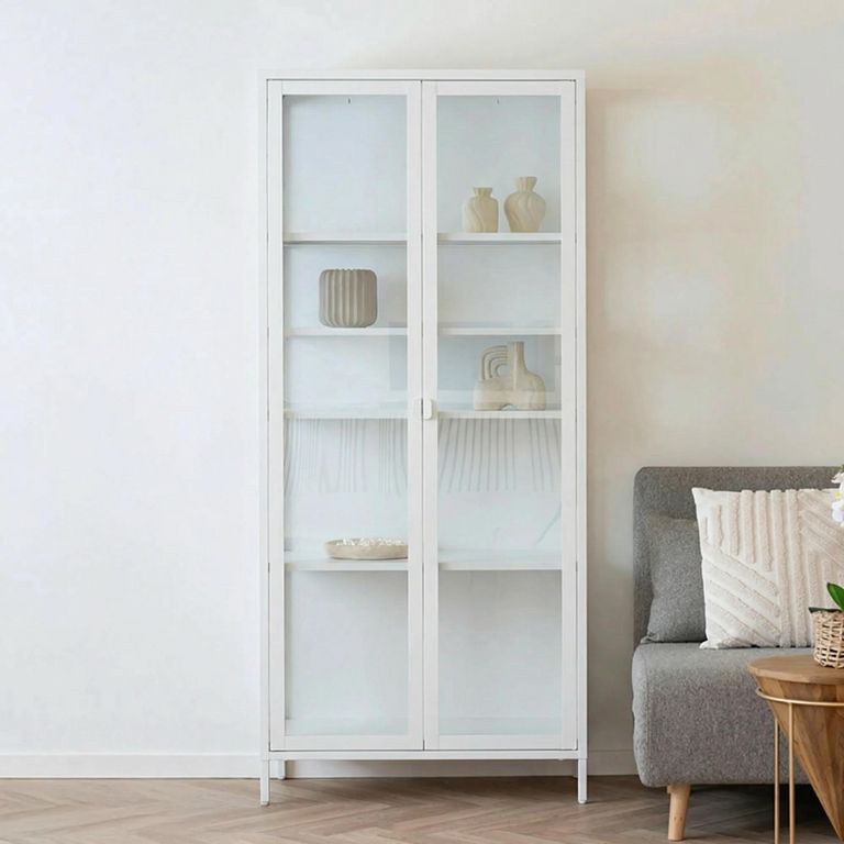 Brisbane Display Cabinet - 2 Door - White Metal