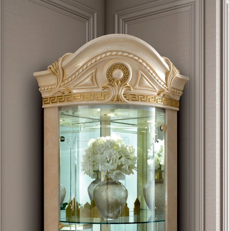 Aida Corner Display Cabinet - Ivory