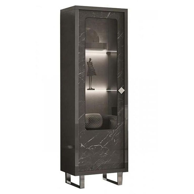 Carvelle Dark Grey 1 Door Display Cabinet