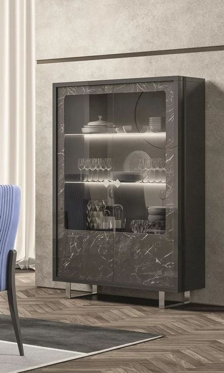 Carvelle Dark Grey 2 Door Display Cabinet