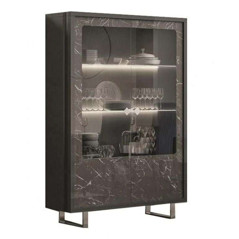 Carvelle Dark Grey 2 Door Display Cabinet