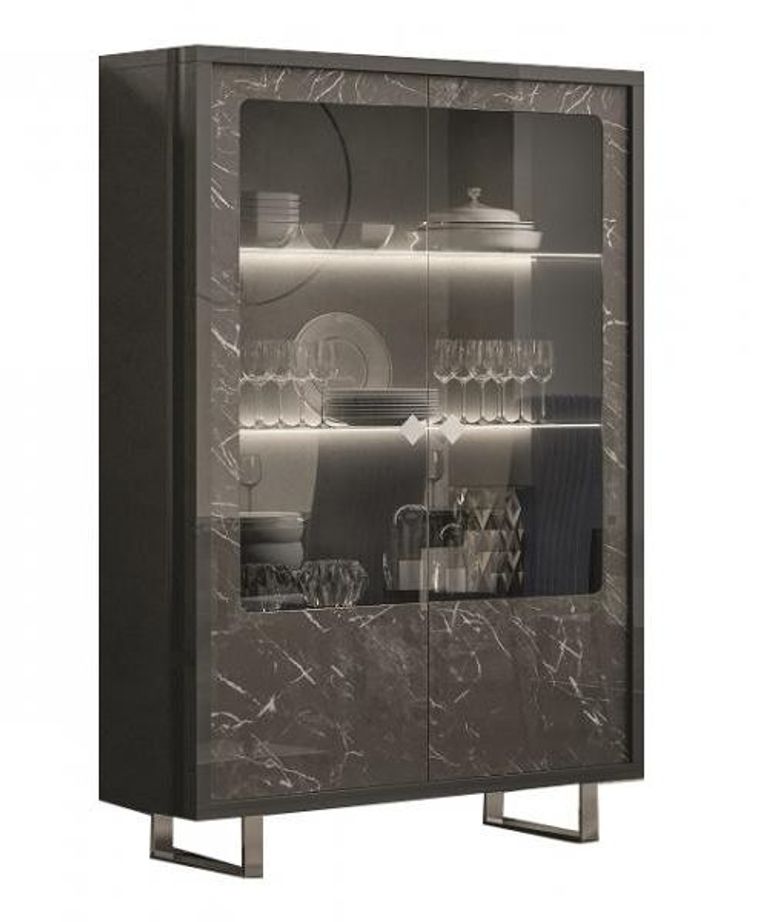 Carvelle Dark Grey 2 Door Display Cabinet