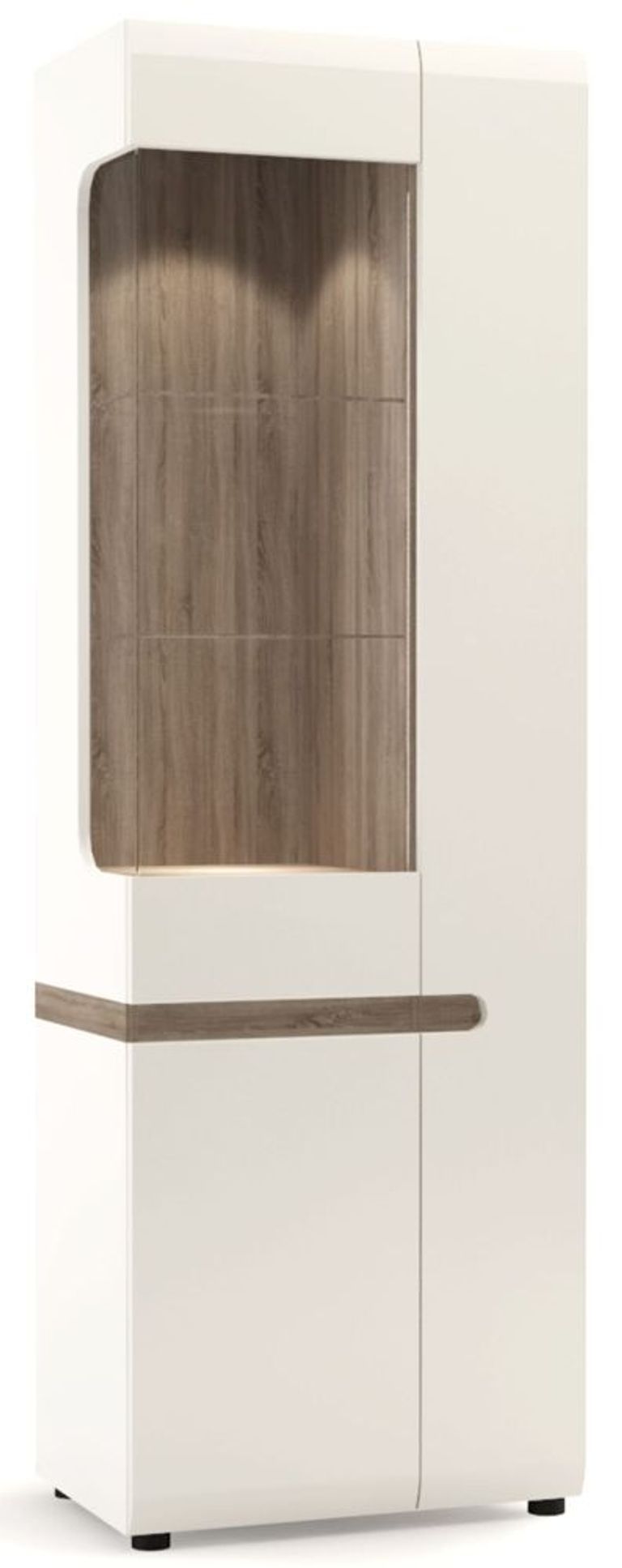 Chelsea White Gloss Tall Glazed Display Unit - RHD