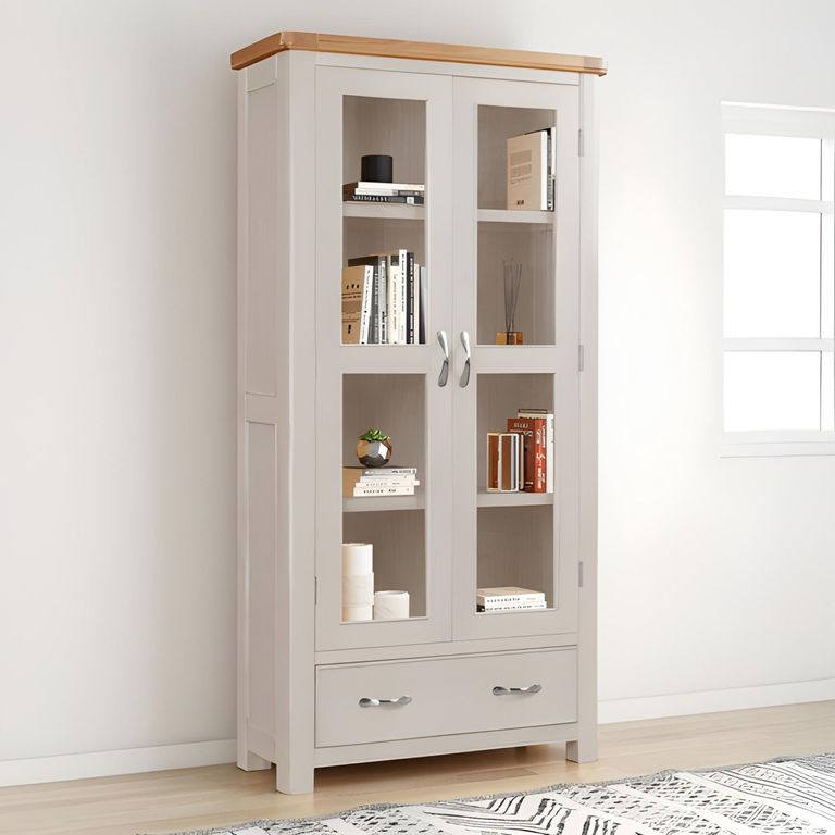 Clarion Display Cabinet - 2 Door - Oak and Grey