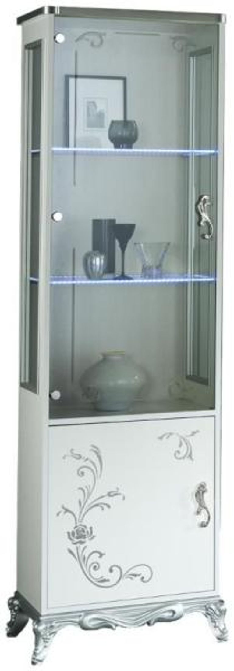 Daniela White Italian 1 Door Display Cabinet