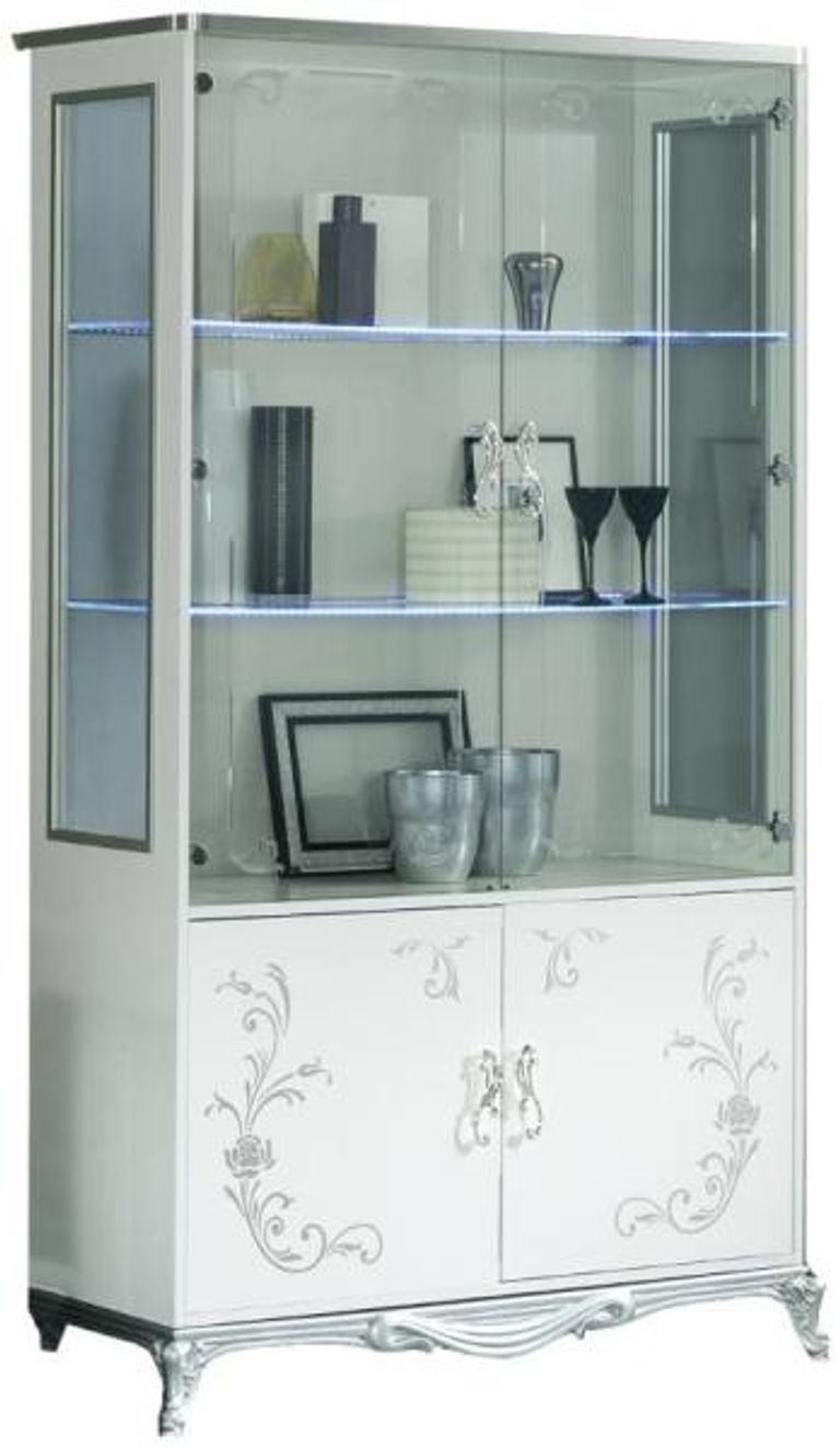 Daniela White Italian 2 Door Display Cabinet