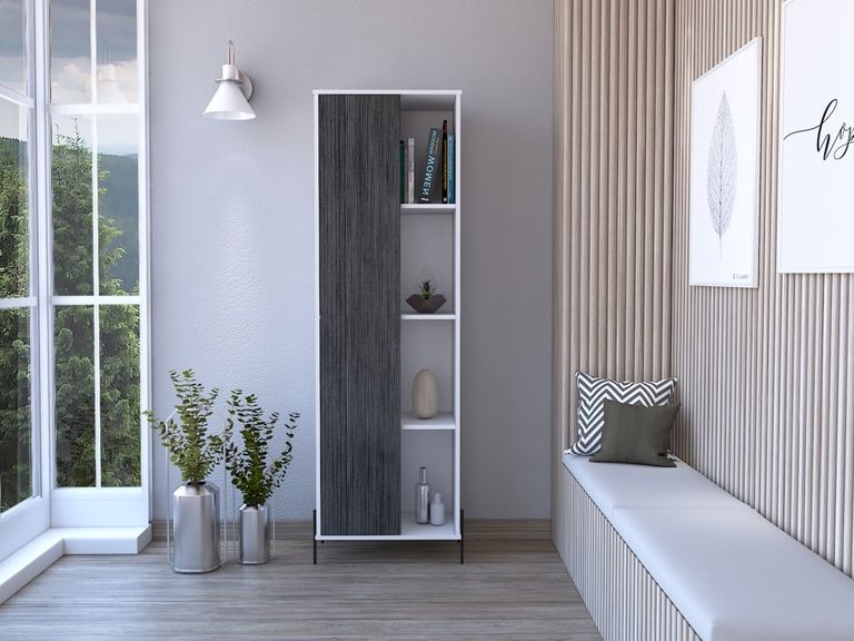 Dallas White and Grey Tall Display Cabinet