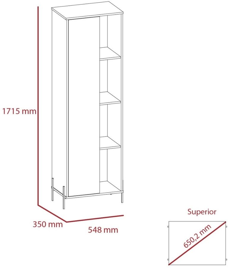 Dallas White and Grey Tall Display Cabinet