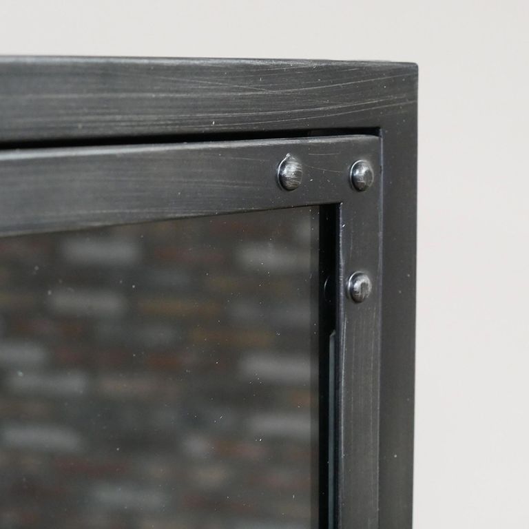 Display Cabinet - Black Metal - 3 Door - Narrow
