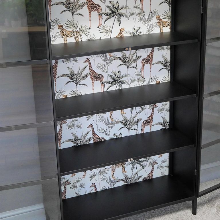 Display Cabinet - Black Metal and Glass - 2 Door