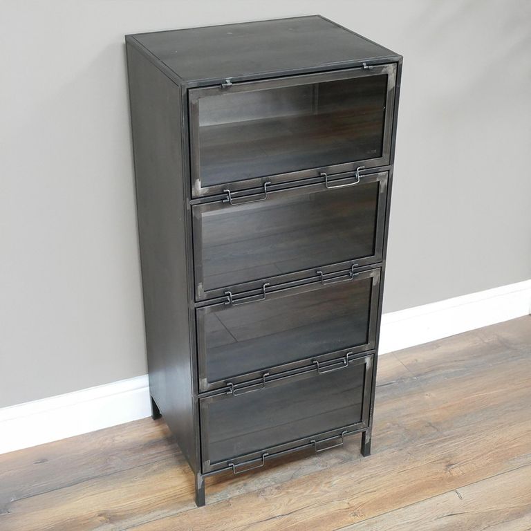Display Unit - Black Metal and Glass - Narrow