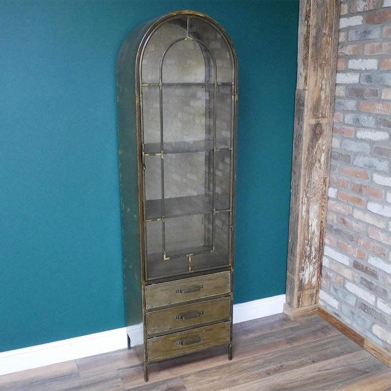Display Cabinet - Brushed Gold Metal - 1 Door
