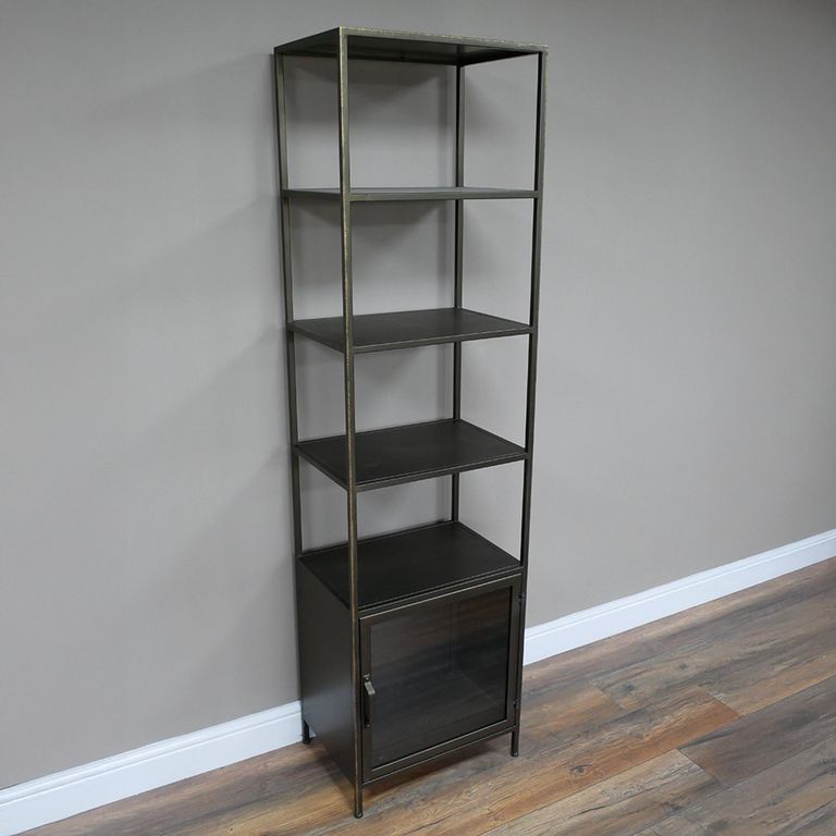 Display Unit - Distressed Metal - 1 Door - Narrow - Open