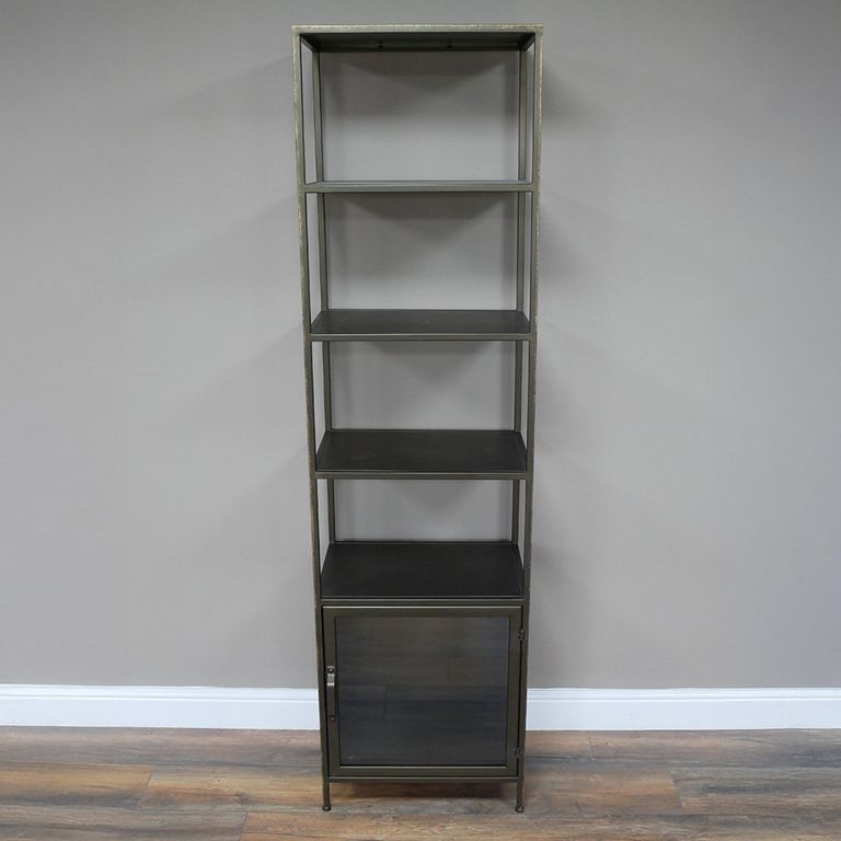Display Unit - Distressed Metal - 1 Door - Narrow - Open