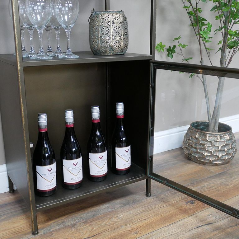 Display Unit - Distressed Metal - 1 Door - Narrow - Open