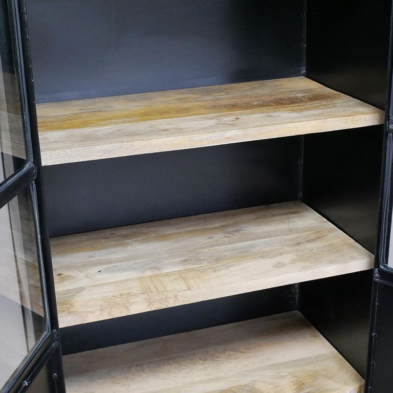 Display Cabinet - 2 Door - Black Metal - Industrial