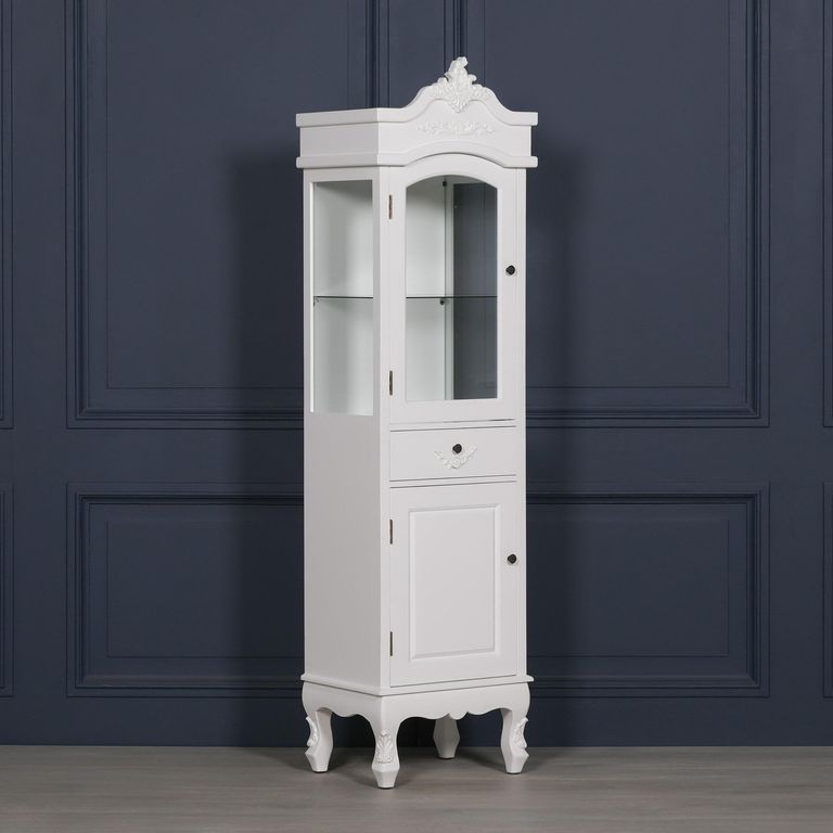 French Style Display Cabinet - White - Narrow