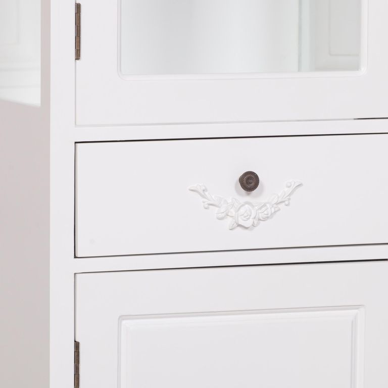 French Style Display Cabinet - White - Narrow