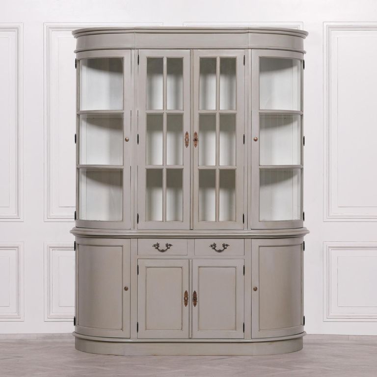 Grey Mahogany Display Cabinet - Curved