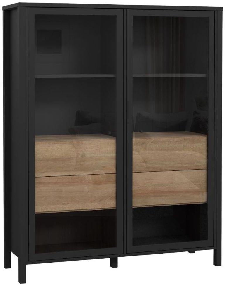 High Rock Black 2 Door Display Cabinet