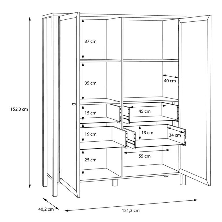 High Rock Black 2 Door Display Cabinet