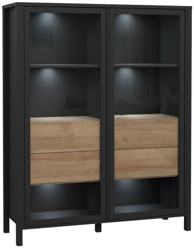 High Rock Black 2 Door Display Cabinet