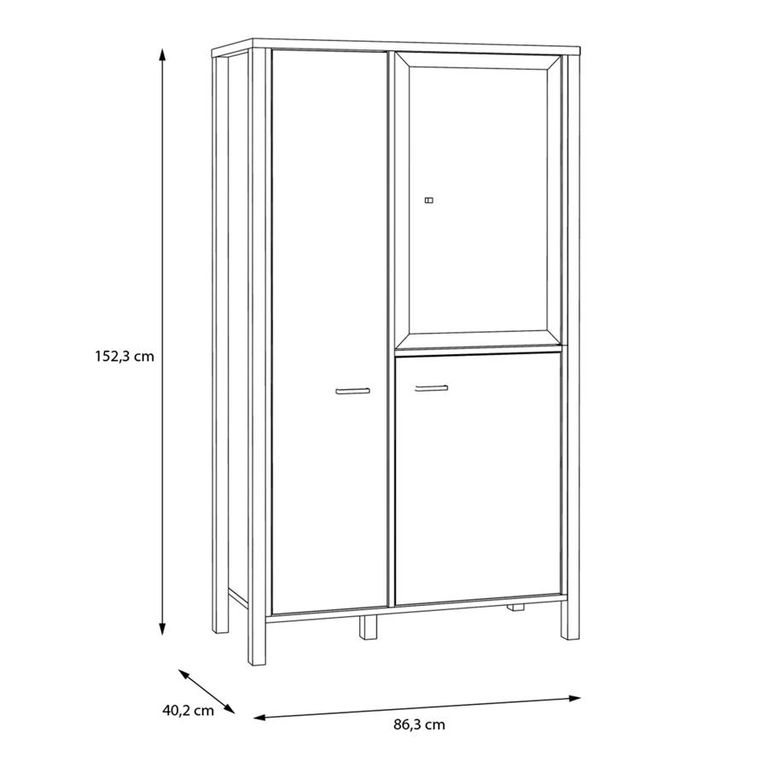 High Rock Oak Effect 3 Door Display Cabinet