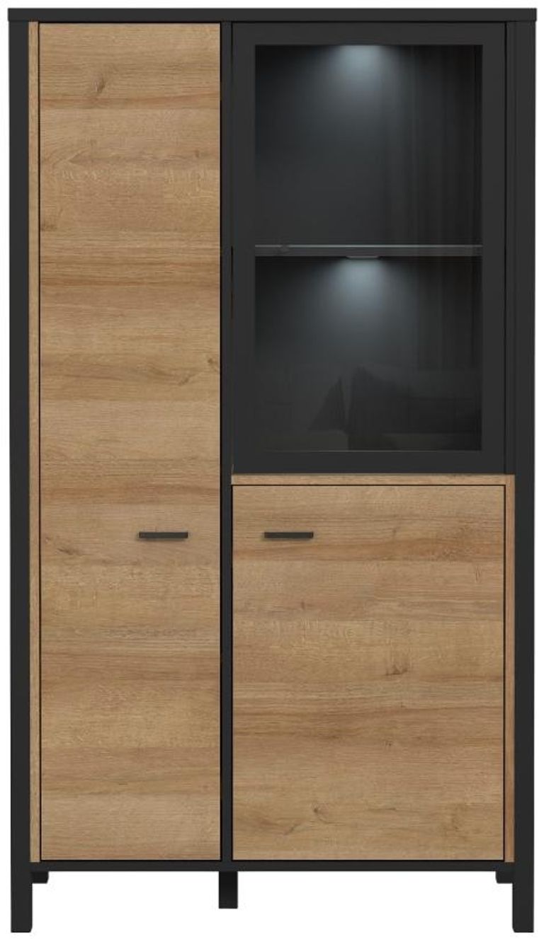 High Rock Oak Effect 3 Door Display Cabinet