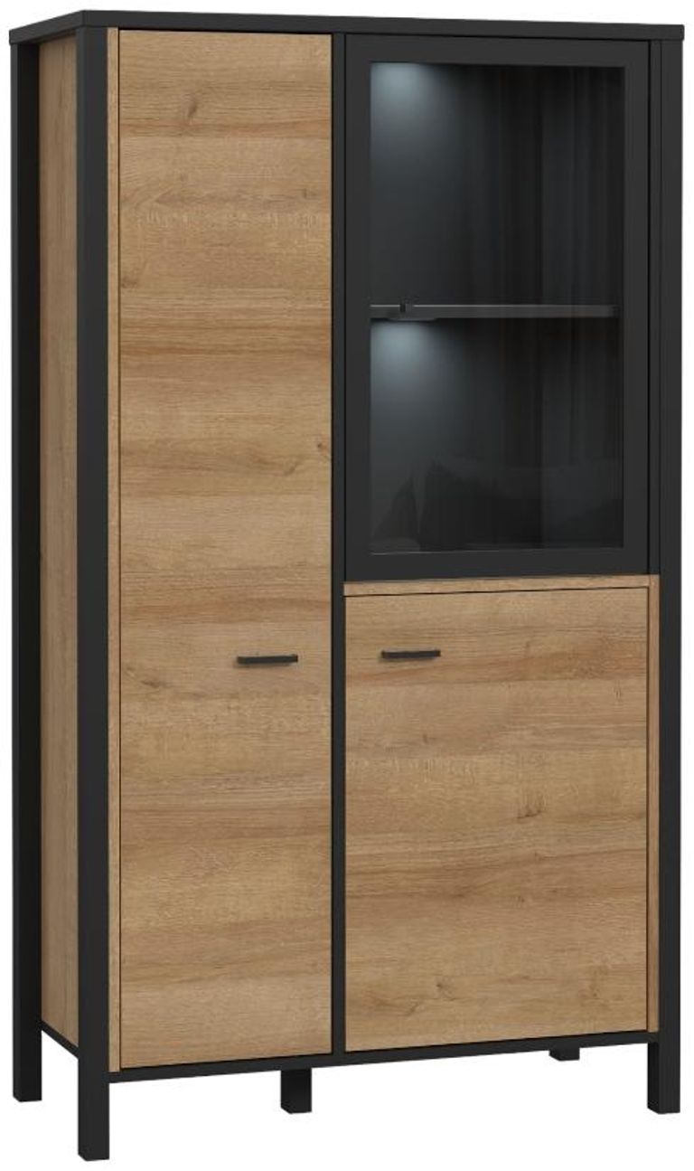High Rock Oak Effect 3 Door Display Cabinet