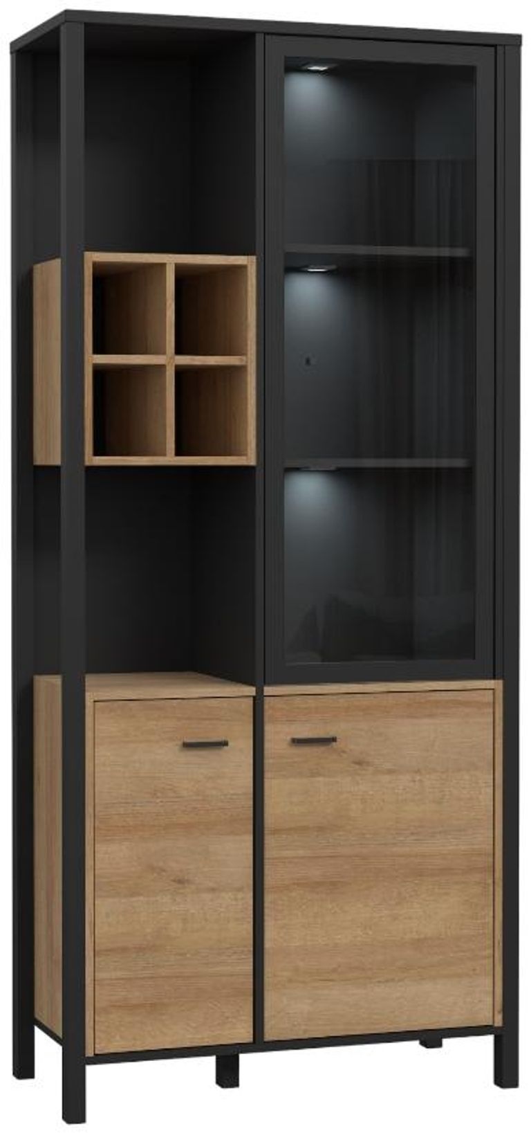 High Rock Oak Effect Display Cabinet