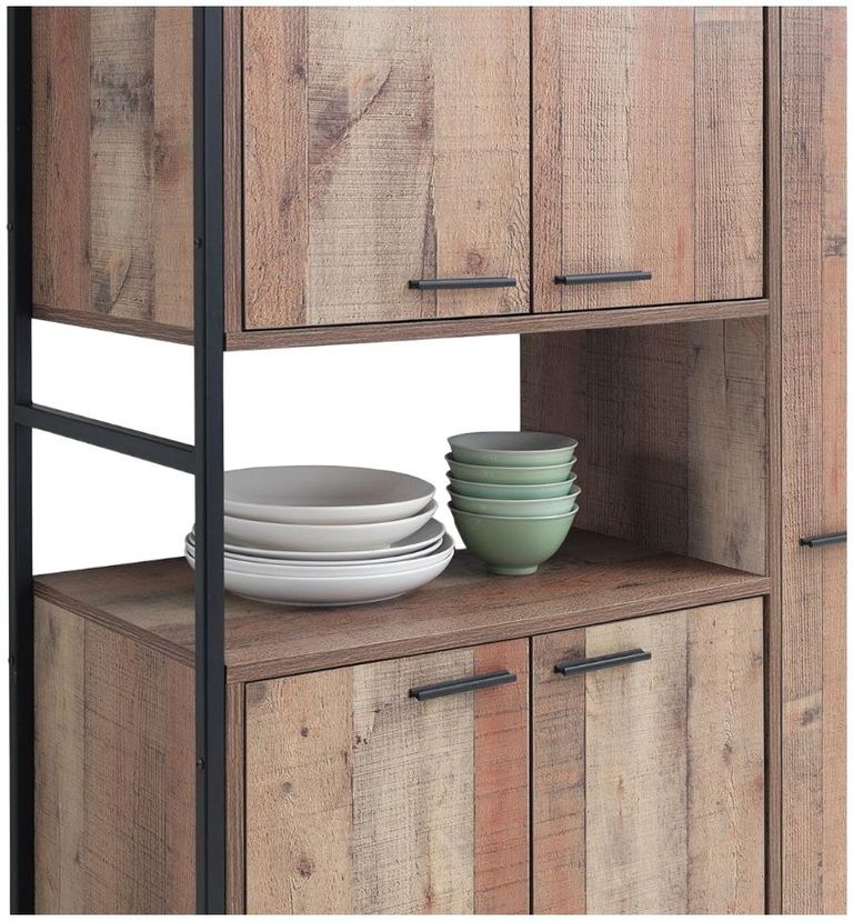 Industrial Rustic Oak Effect 5 Door Kitchen Cabinet