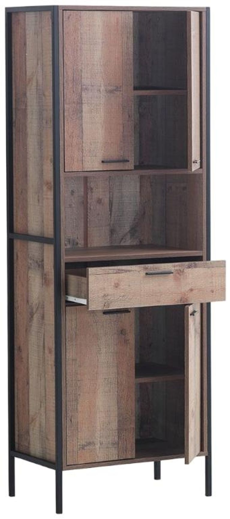 Industrial Rustic Oak Effect Tall Storage Cabinet
