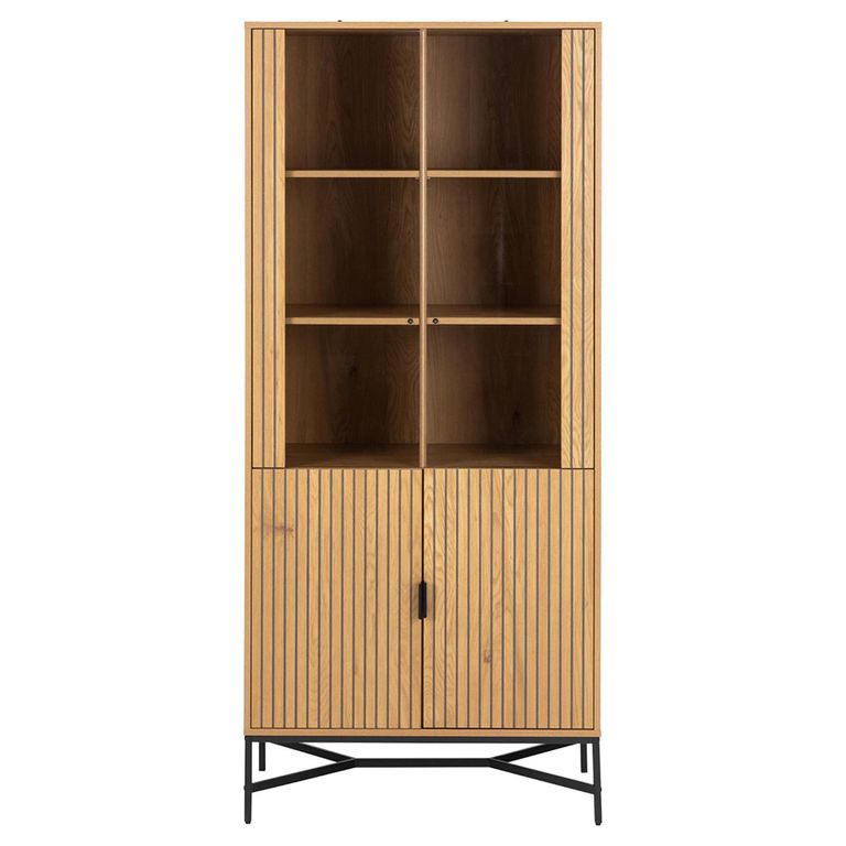 Jaipur Display Cabinet - 4 Door - Fluted - Oak