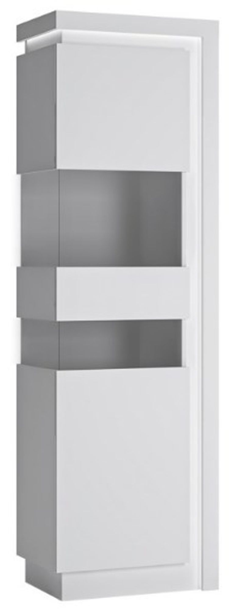Lyon White Gloss Narrow Display Cabinet - LHD
