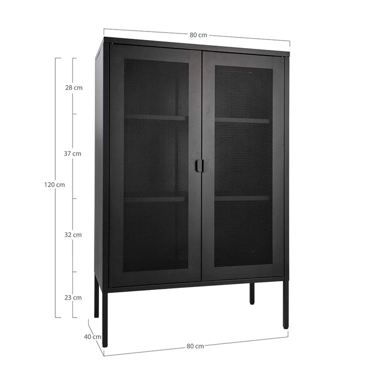 Melbourne Cabinet - 2 Door - Black Metal
