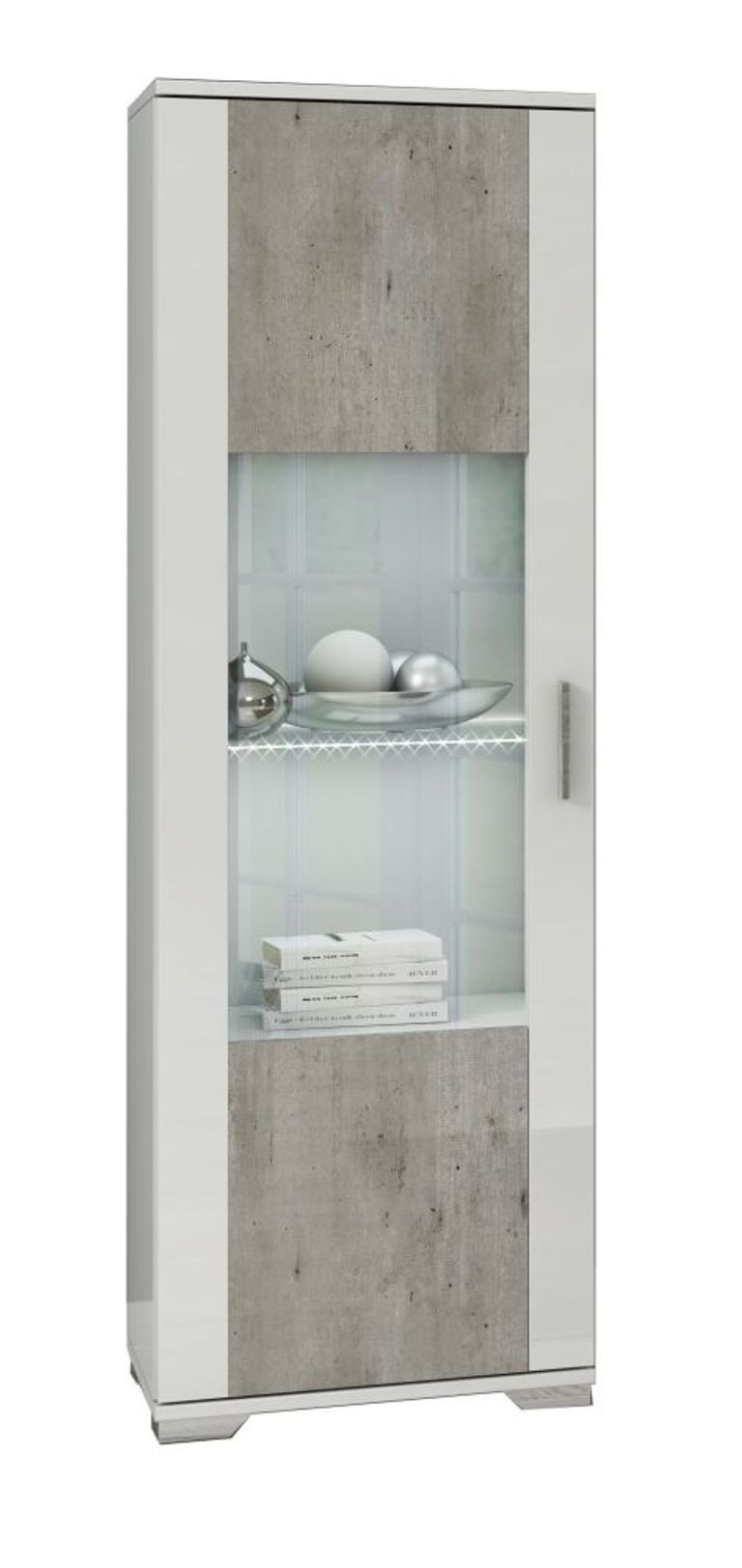Messina White and Grey 1 Door Display Cabinet LHF