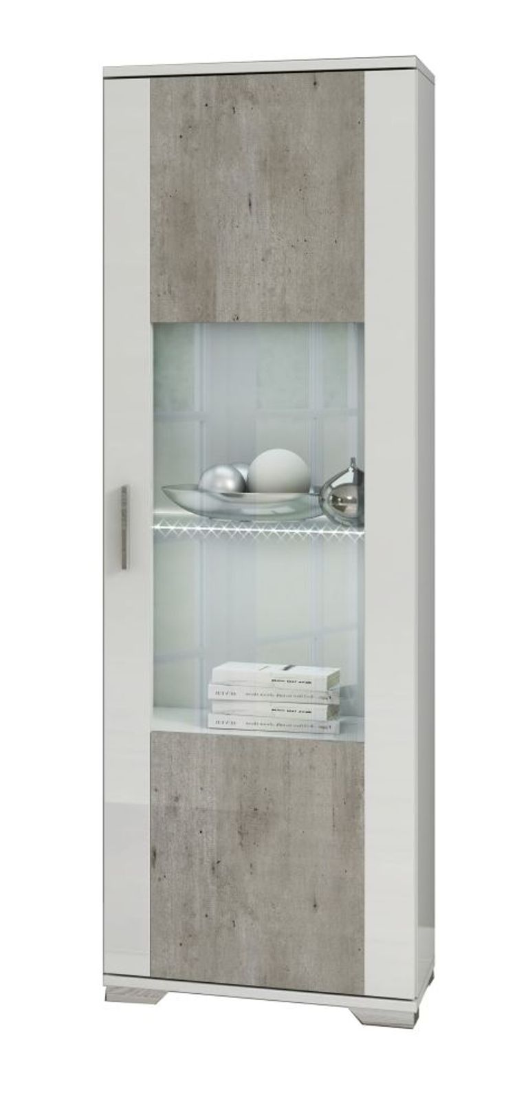 Messina White and Grey 1 Door Display Cabinet RHF