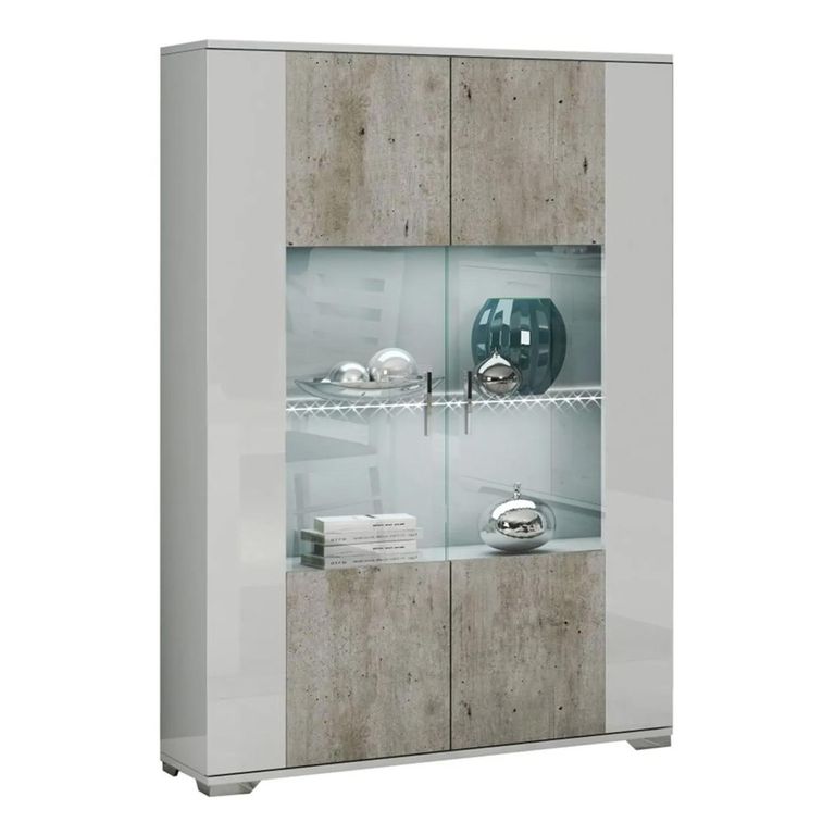 Messina White and Grey 2 Door Display Cabinet