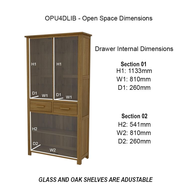 Opus Library Unit - 4 Door - Oak
