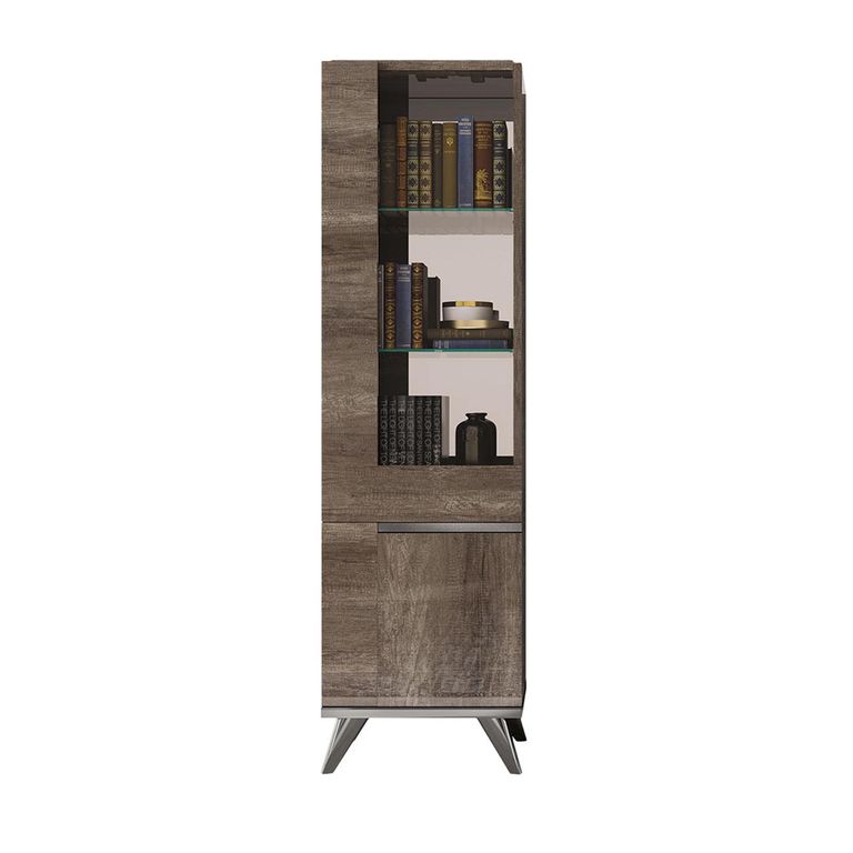 Modern Medea Vitrine - 1 Door LHF - Vintage Oak