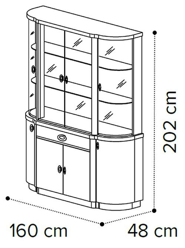 Armonia Display Cabinet - 4 Door - Silver Birch
