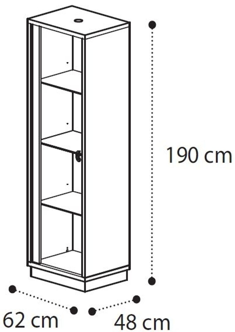 Roma Vitrine - 1 Door - Glamuor - White