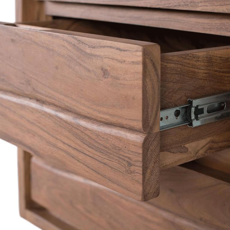 Monza Natural Acacia Wood - 1 Door Narrow Display Cabinet