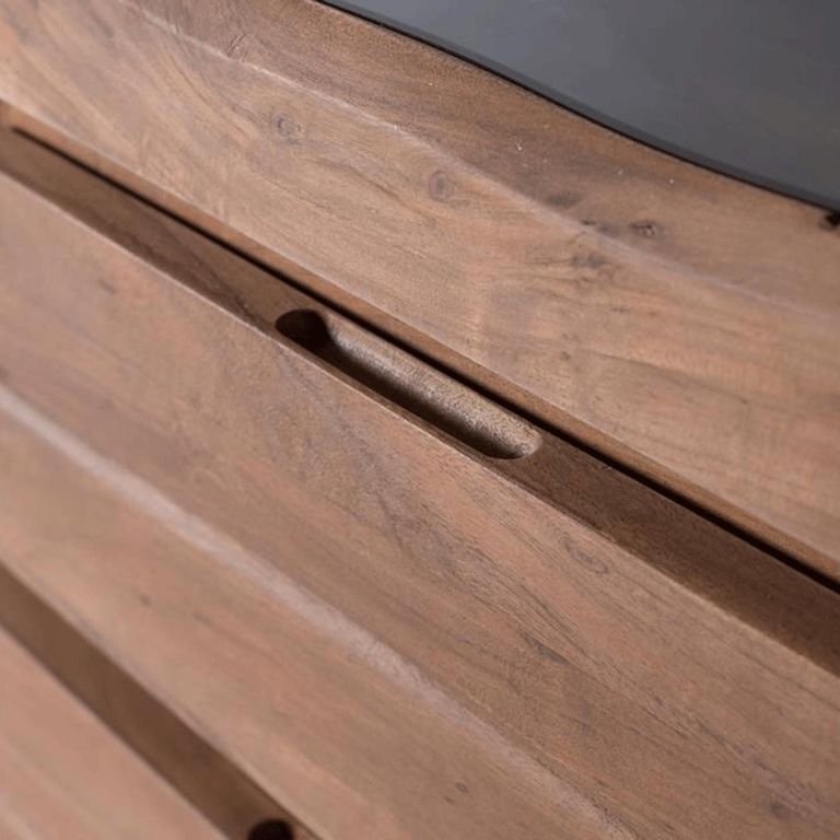 Monza Natural Acacia Wood - 2 Door Wide Display Cabinet