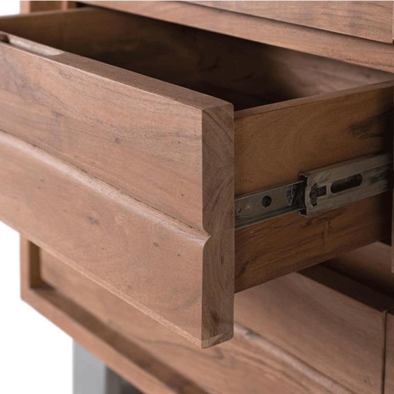 Monza Natural Acacia Wood - 2 Door Wide Display Cabinet